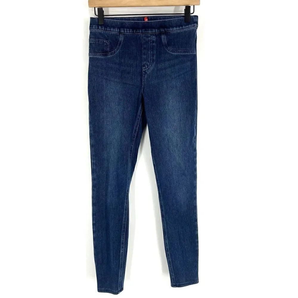 Spanx Jeanish Leggings Size Small Women Blue Stretch Pull On Pocket Skinny Ankle